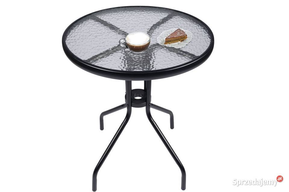 Stolik szklany kawowy na balkon taras patio czarny Poznań