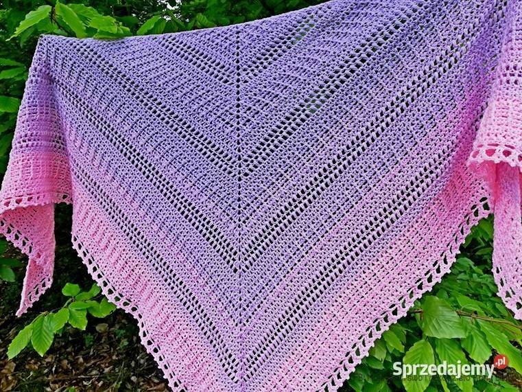 Chusta ombre kolor sakura rękodzieło na szydełku Skarżysko-Kamienna