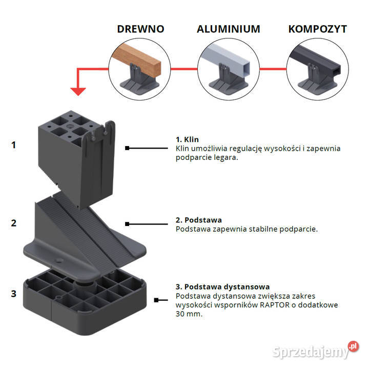 Wspornik tarasowy klinowy 125155 mm do legarów Kraków