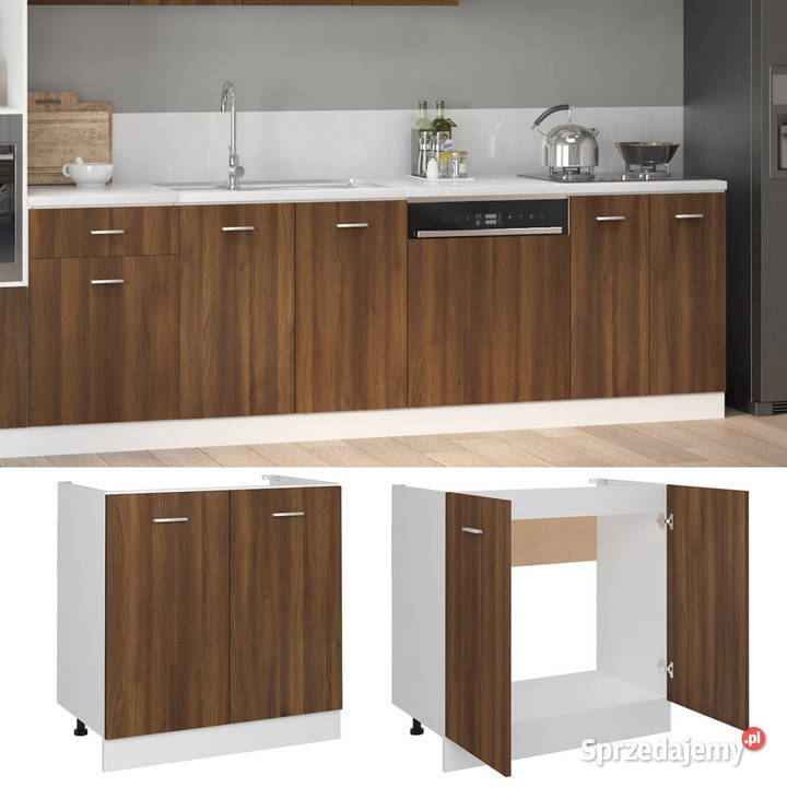Szafka pod zlewozmywak brązowy dąb 80x46x815 Kuchenne