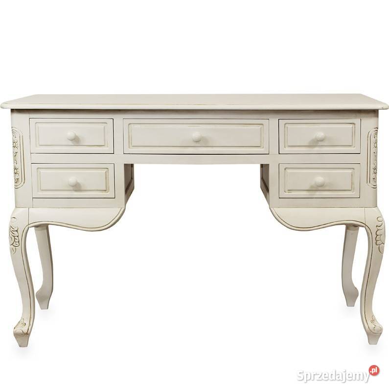 Białe stylowe postarzane biurko na giętych 78cm Limanowa