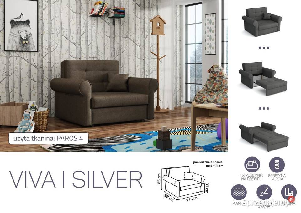 Sofa Viva 1 Silver Darmowa dostawa 116cm łódzkie