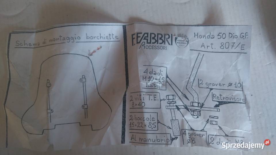STELAŻ UCHWYT MOCOWANIE SZYBY FABBRI HONDA DIO podlaskie Bielsk Podlaski
