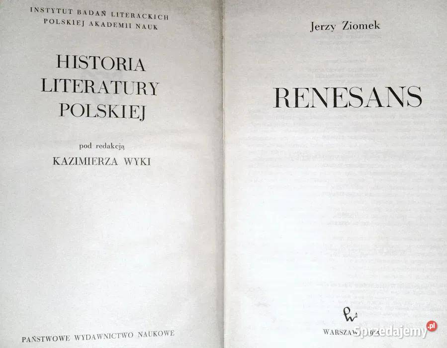 Renesans Jerzy Ziomek Rok wydania 1973 Chełm