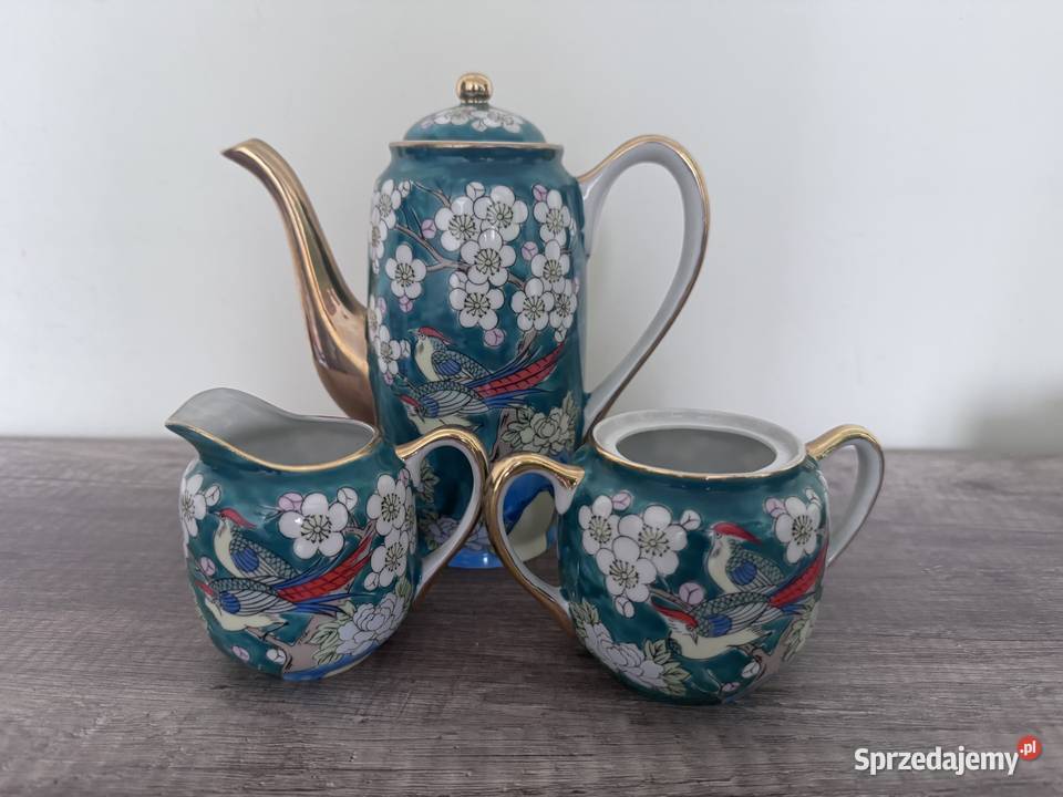 GS porcelain Przepiękny zestaw do kawyherbaty Porcelana i szkło