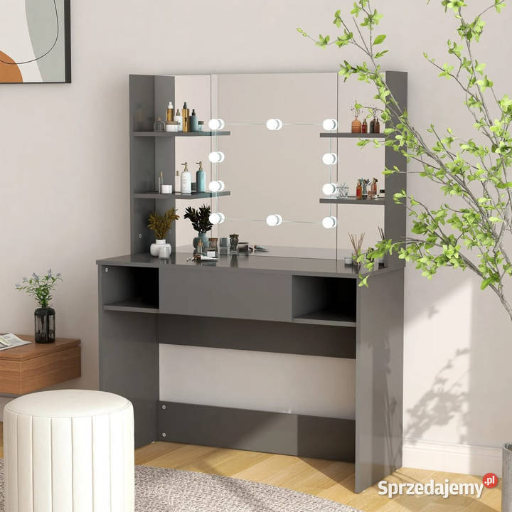 Stolik do makijażu z LED 100x40x135 MDF szary mazowieckie