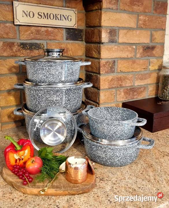 Garnki marmurkowe 5 czarne szare