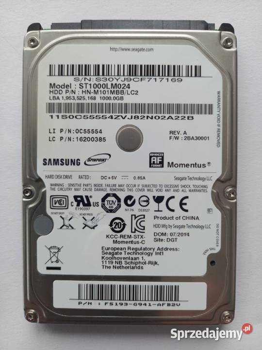 Dysk 1TB SATA 25cala ST1000LM024 do laptopa