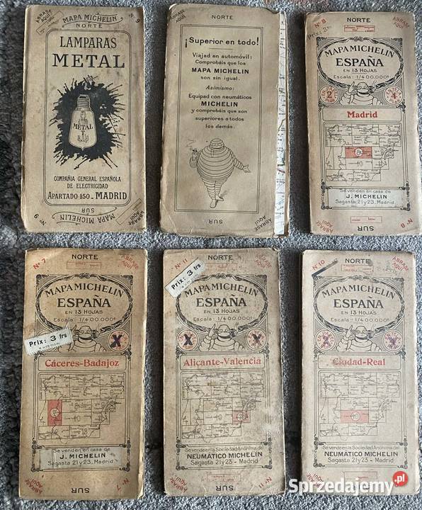 Automapa Michelin Hiszpania 6 x lata 20 XXw Zamość sprzedam