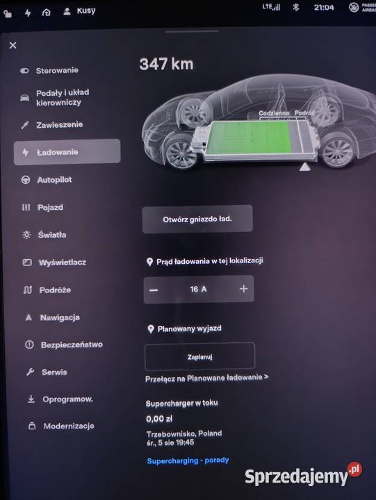 TESLA S DARMOWE ŁADOWANIE SC01 FEE SUPER CHARGER 0cm3 podkarpackie Mielec sprzedam