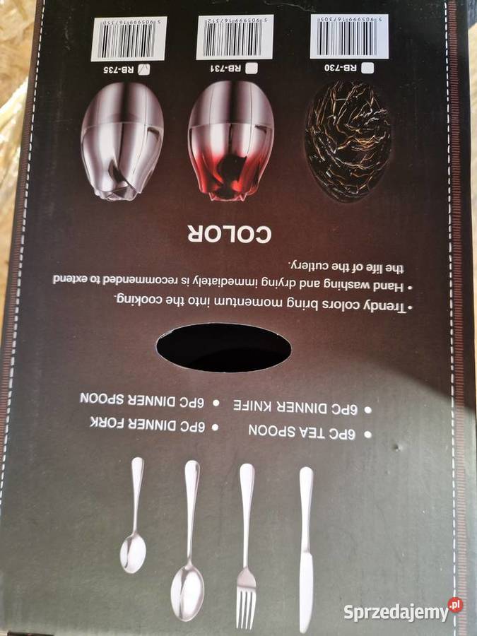 Komplet sztućców stal nierdzewna połysk złote AGD drobne