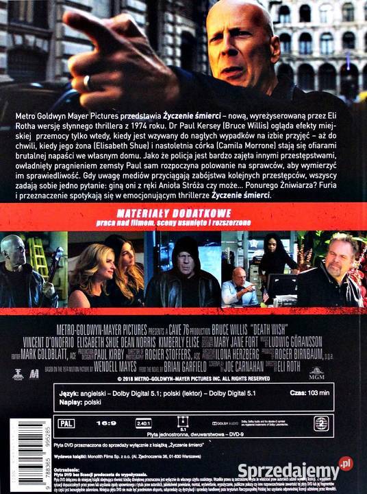 ŻYCZENIE ŚMIERCI BRUCE WILLIS DVD KS pełne wielkopolskie Kalisz sprzedam