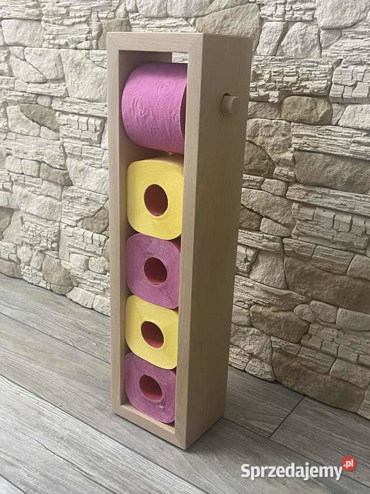 Stojak uchwyt na papier toaletowy drewniany Dębica