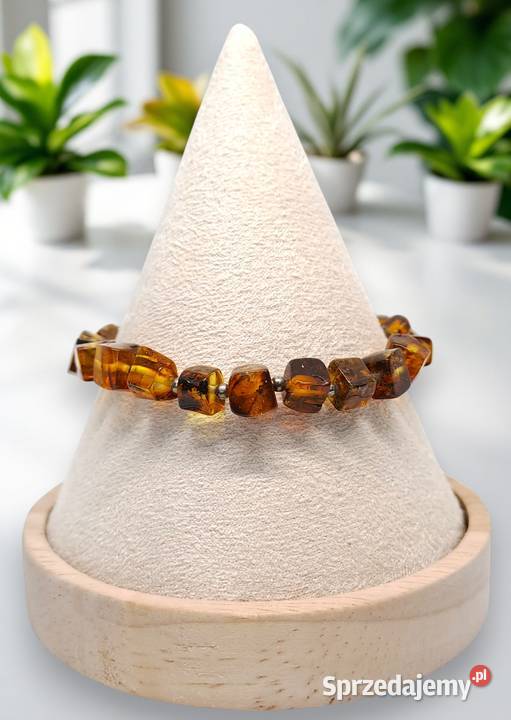 Bransoletka BURSZTYN bałtycki kostka koniak z Warszawa