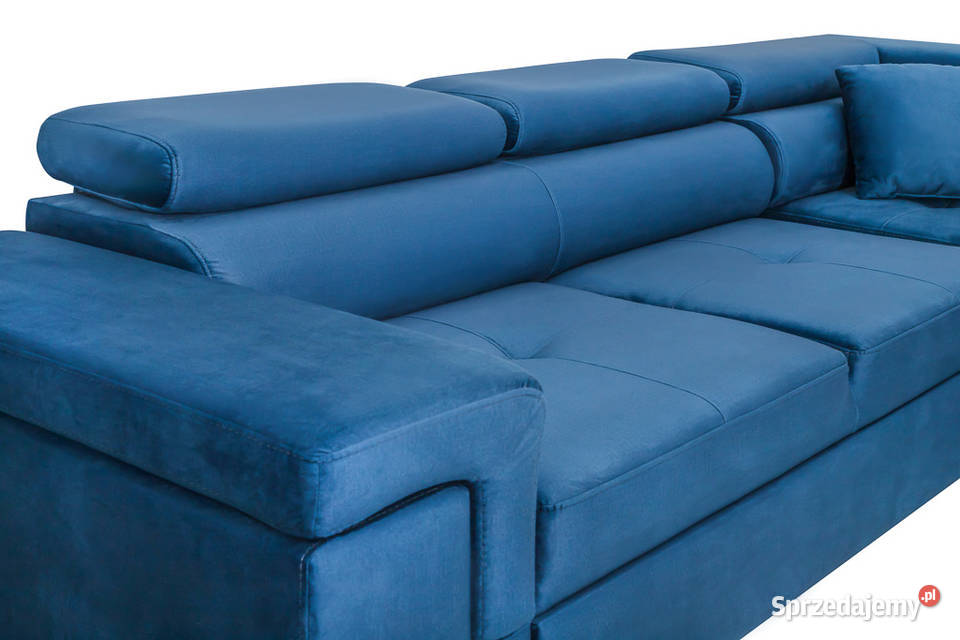 Narożnik Tapicerowany Niebieski z Funkcją Spania Rzeszów sprzedam