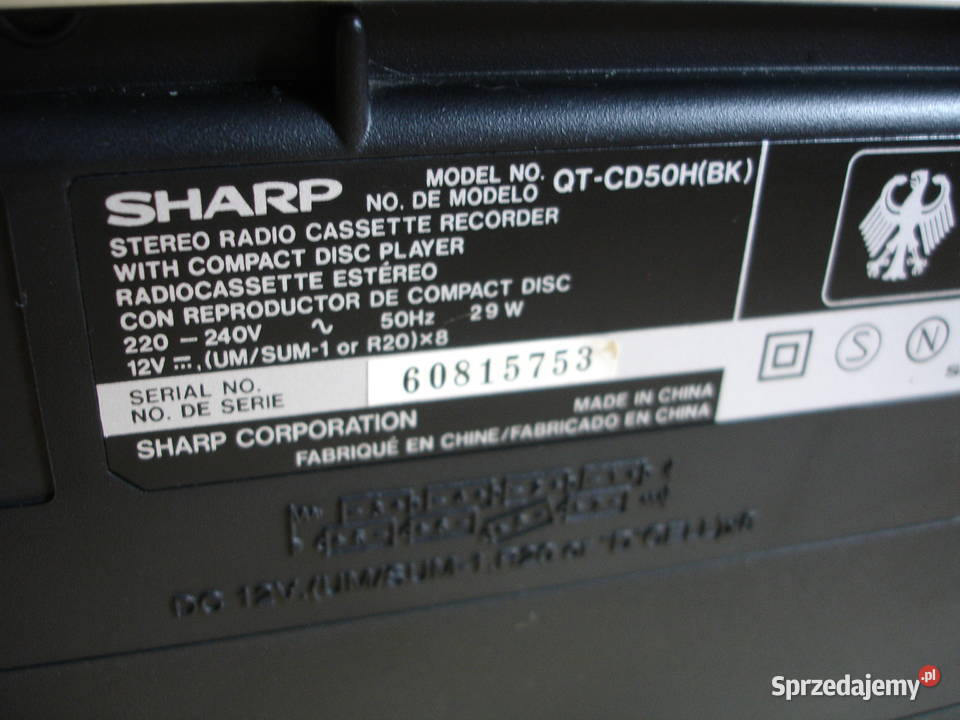 Radiomagnetofon SHARP QTCD50H Zielona Góra sprzedam