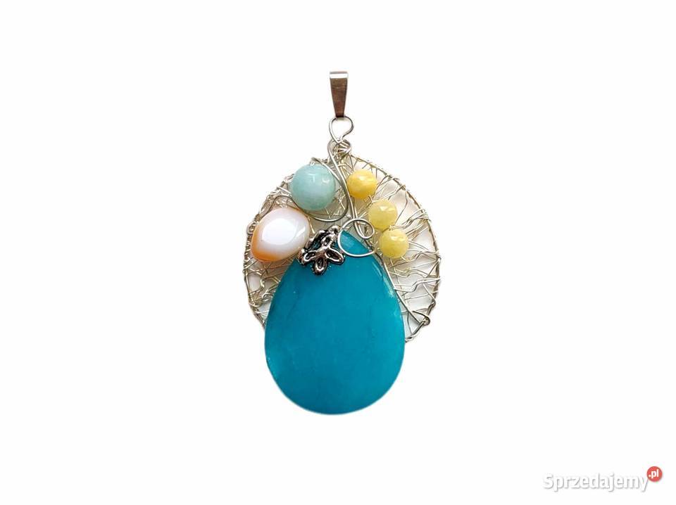 7499 Duży Srebrny Wisior z Kamieniami Kędzierzyn-Koźle