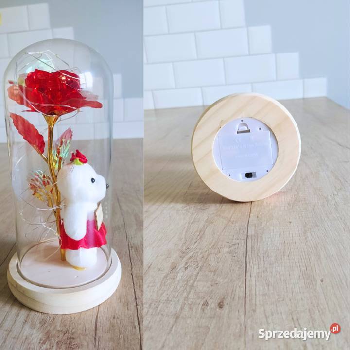 Róża w szkle LED z misiem I love youprezent kujawsko-pomorskie Bydgoszcz sprzedam