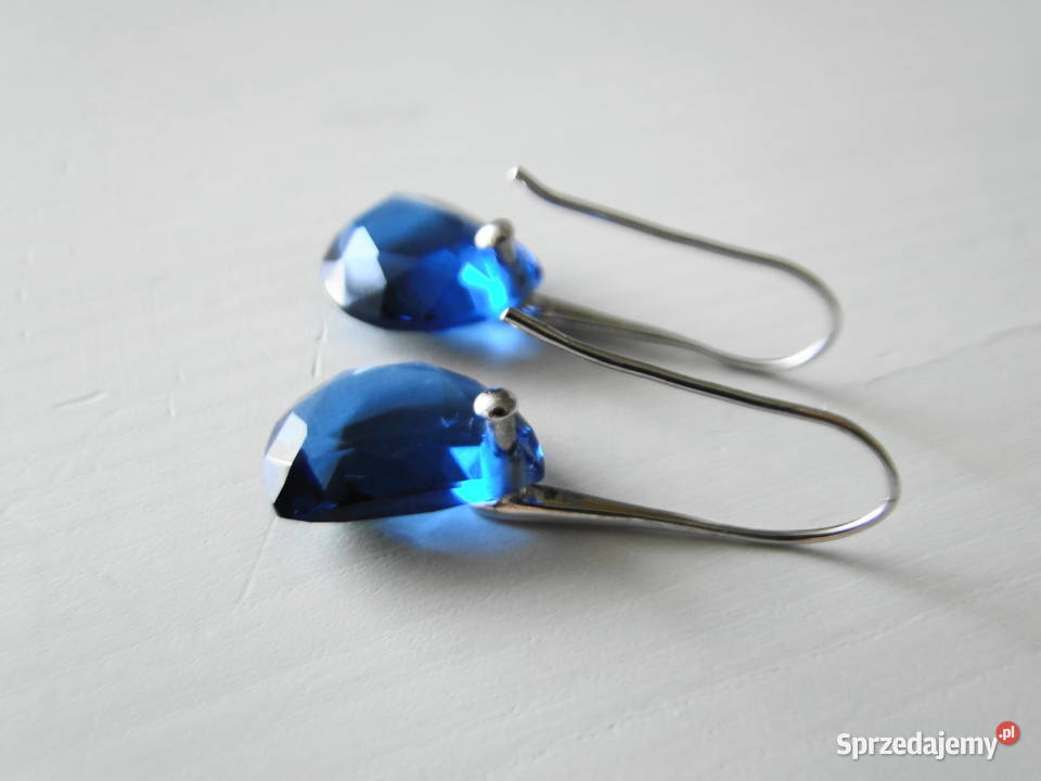Kolczyki srebro i błękitne kryształki Warszawa