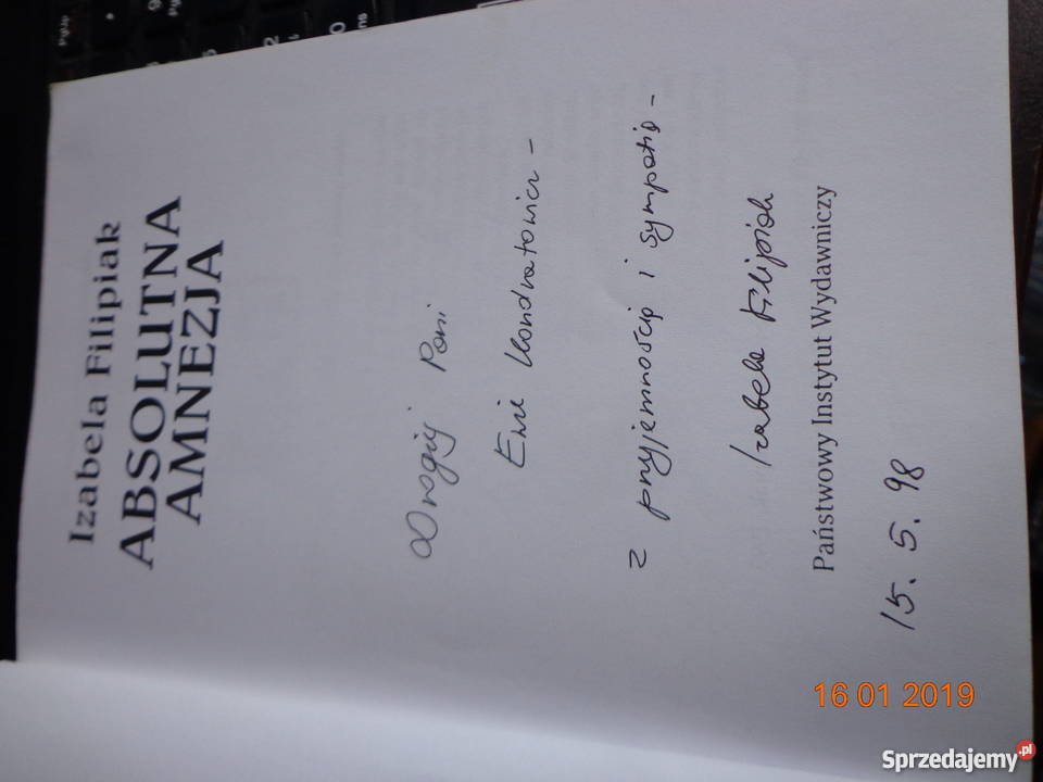 Absolutna amnezja Izabela Filipiak z AUTOGRAFEM Łódź
