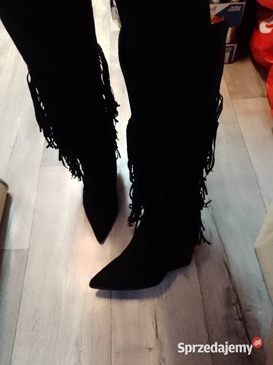 4041 Czarne kozaki kowbojki wieczorowe z Kraków