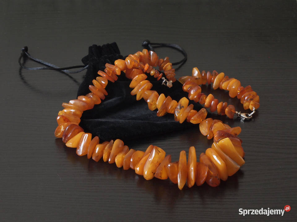 Bursztynowe korale naszyjnik i bransoletka Pszczyna