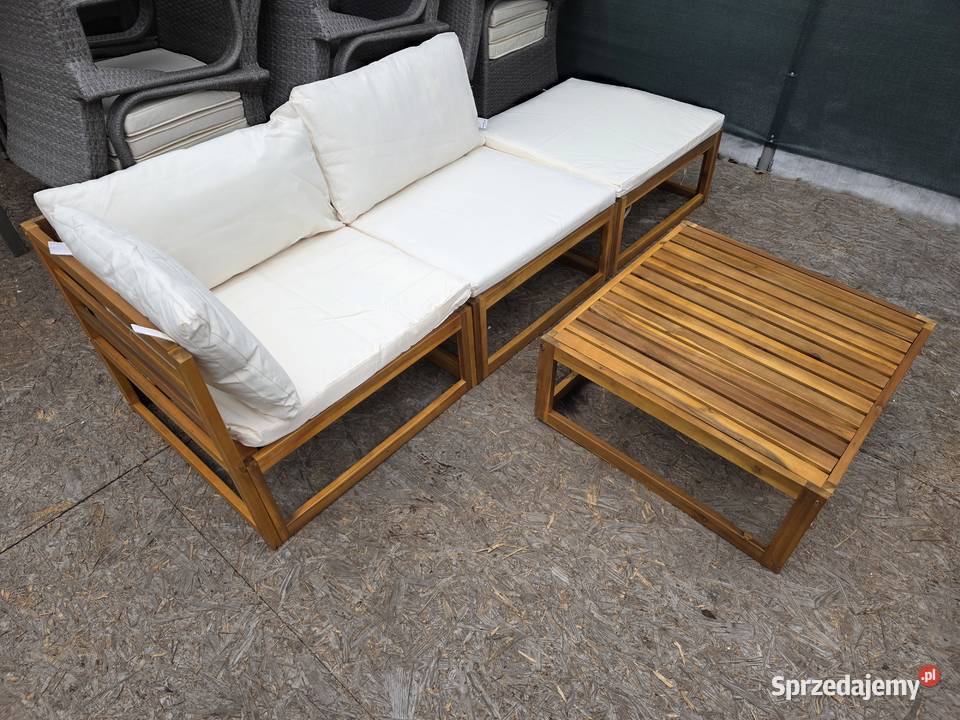 Duża sofa ogrodowa stół poduszki drewno Wschowa