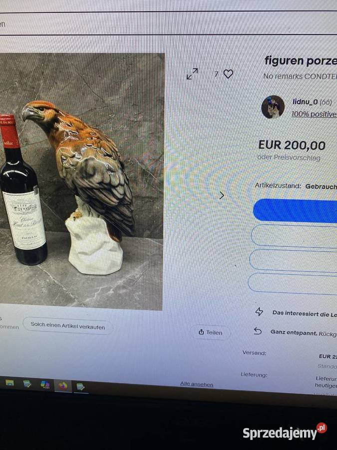 wysoki orzeł jastrzab ptak figurka porcelanowa mazowieckie Warszawa