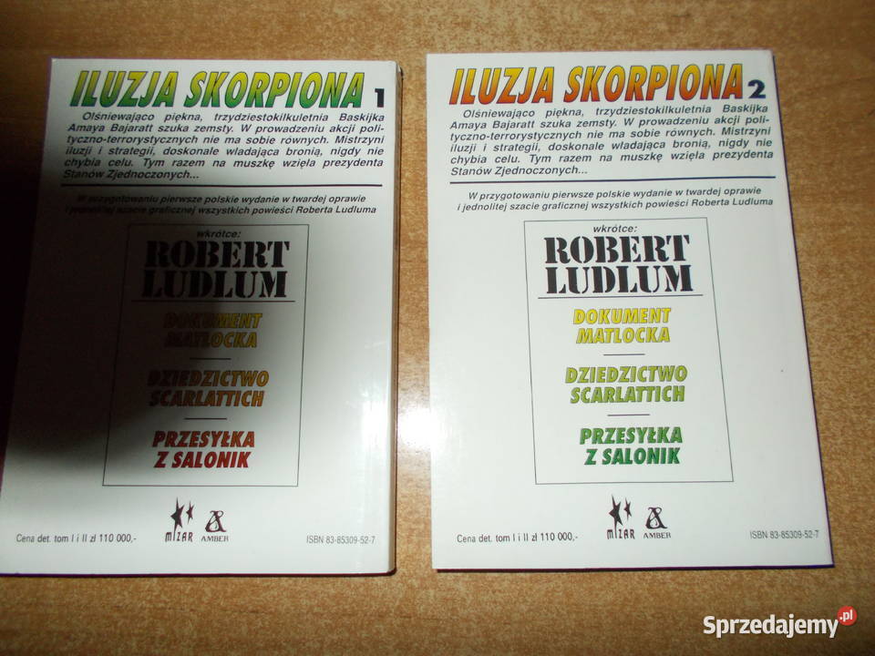 Robert Ludlum Iluzja Skorpiona tom 1 i 2 thrillery, sensacyjne Proza i poezja sprzedam