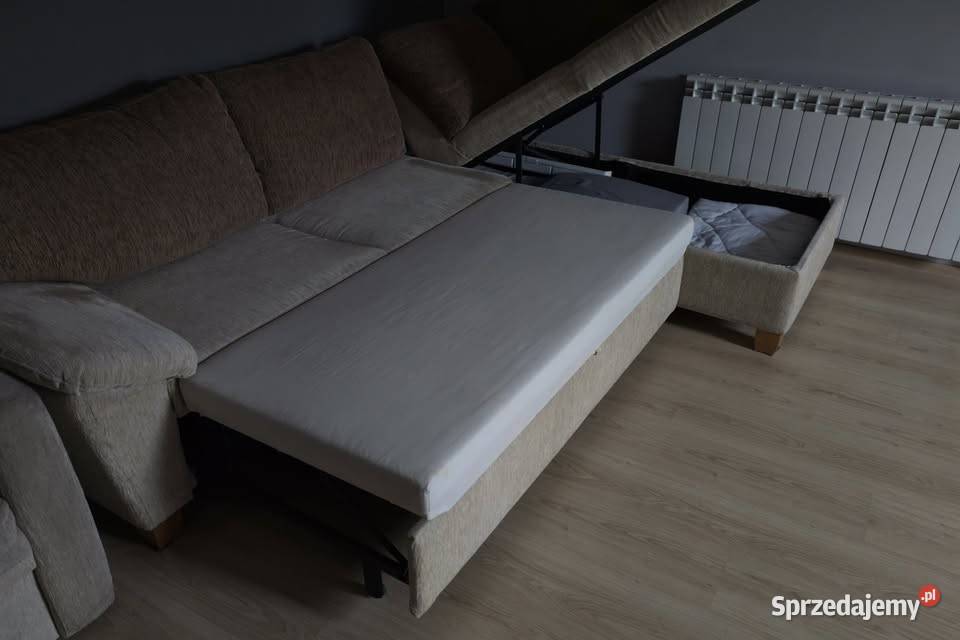 Zadbany narożnik z funkcją spania fotel Stan lubuskie Nowe Miasteczko sprzedam