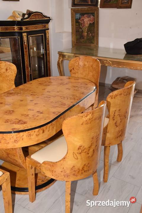 Polski Stół Art Deco 6 Krzeseł Krzesło Stolik małopolskie Kraków