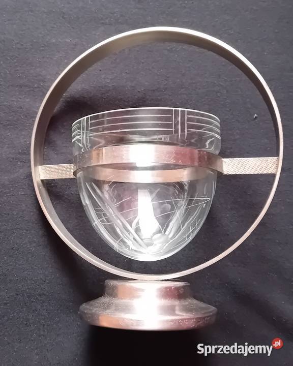 Piękna niklowana cukiernica ze szklanym wkładem