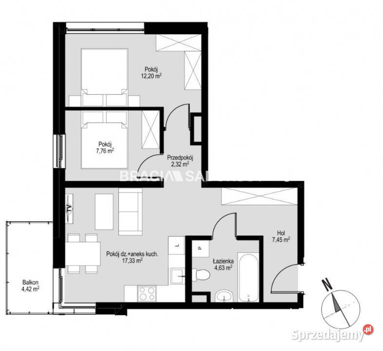 sprzedaży mieszkania 5169m2 3pok Kraków Józefa 51.69m2 małopolskie