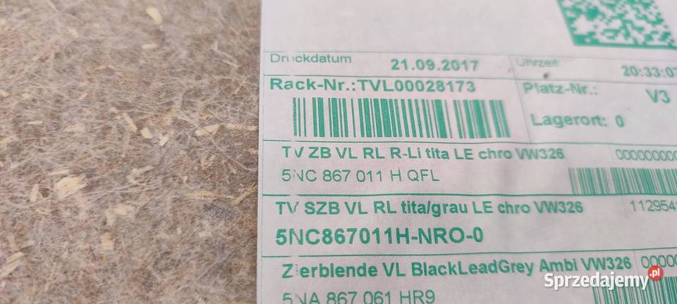 VW TIGUAN II BOCZEK DRZWI LEWY PRZÓD RHD sprzedam