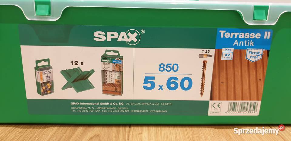 wkręty do tarasu SPAX 5 x 60 850 sztuk zestaw Poczesna
