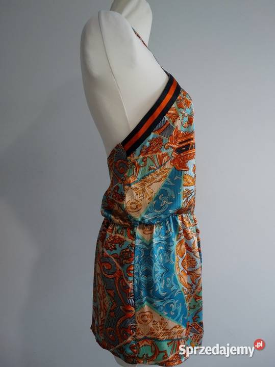 Kombinezon Krótki Scarf Print Dekolt Halter Łomża