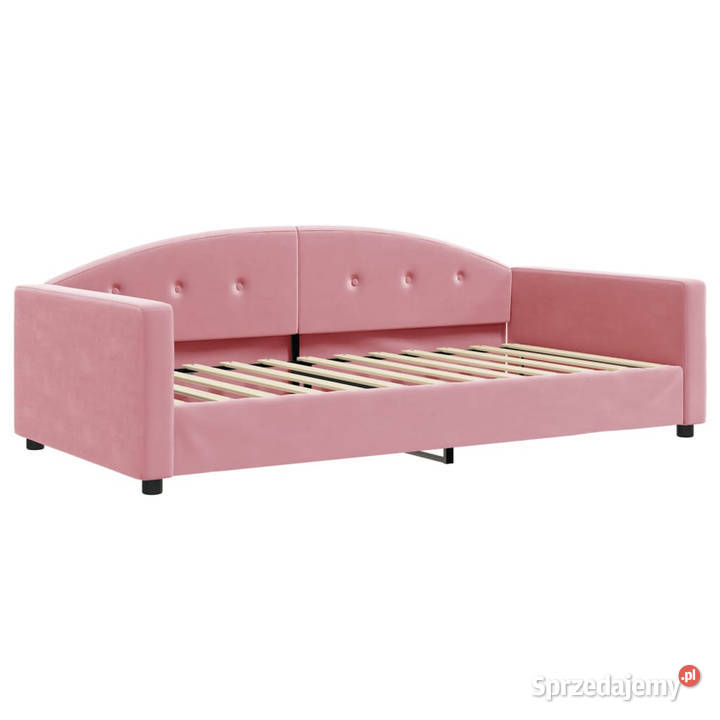 Sofa rozsuwana z materacami różowa aksamit