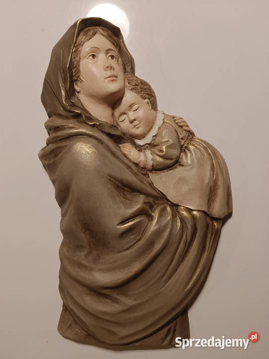 Madonna z Dzieciątkiem płaskorzeźba ręcznie Warszawa