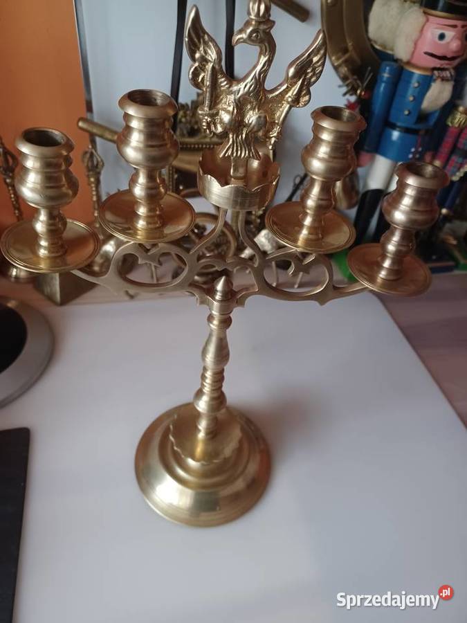 Piękny świecznik mosiężny Księstwo Warszawskie Poznań
