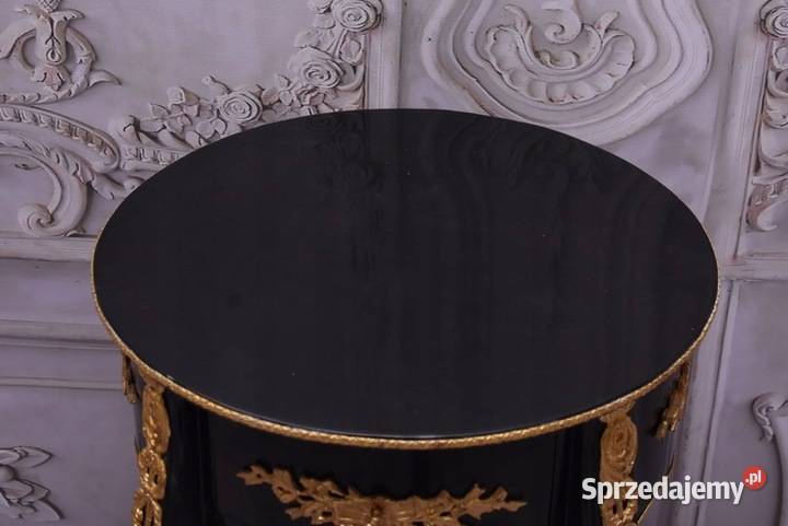 Czarno Złoty Drewniany Stolik Nocny Stół Kawowy Kraków