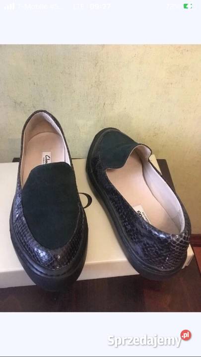 Mokasyny Clarks zielone skórzane 38 Poznań
