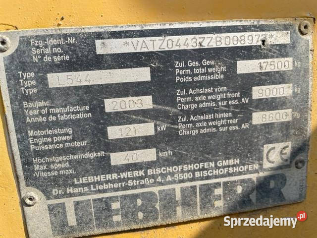 Liebherr L544 zwolnica tylna kompletna wielkopolskie Jastrzębniki