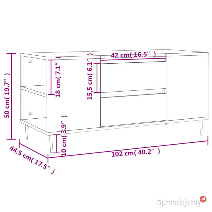 Stolik kawowy czarny 102x445x50 materiał