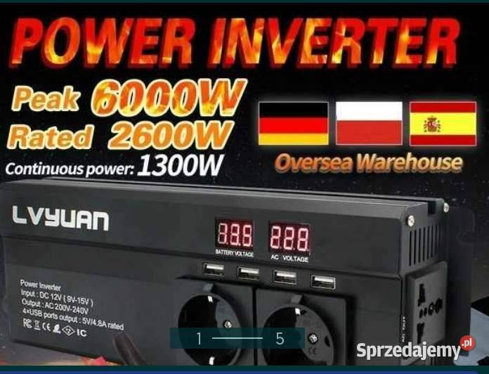 Przetwornica 12v230 ciagłosc mocy 13KV Kurier Szczekociny sprzedam