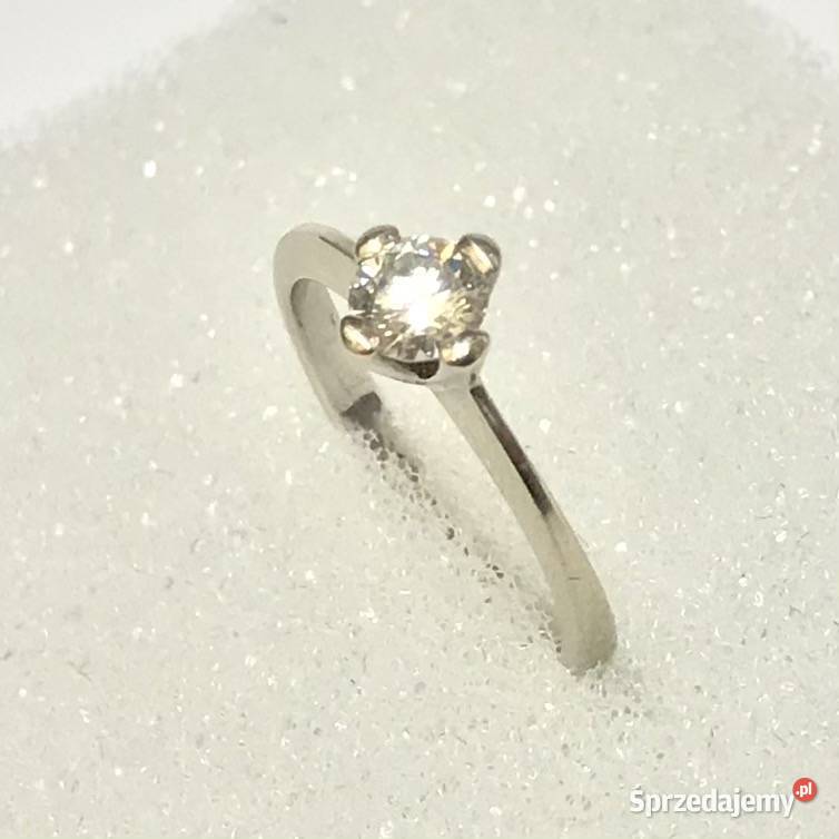 Złoty PIERŚCIONEK zaręczynowy 14K DIAMENT 033ct Warszawa