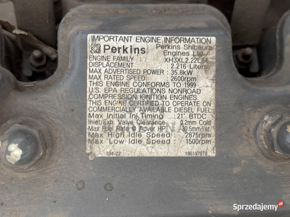 Perkins KR50736U Silnik XH3XL222L84 2216 CZĘŚCI Jastrzębniki