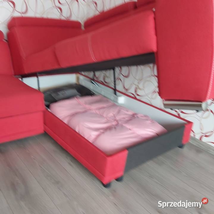 Czerwona sofa narożna z funkcją spania 260x190 śląskie Chorzów sprzedam