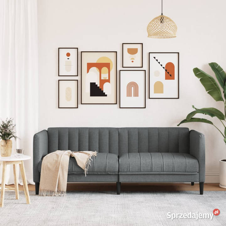 Sofa 2osobowa ciemnoszara tapicerowana tkaniną Sofy i kanapy