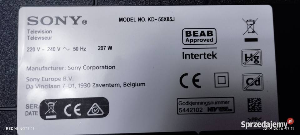 TV SONY NOWY 55