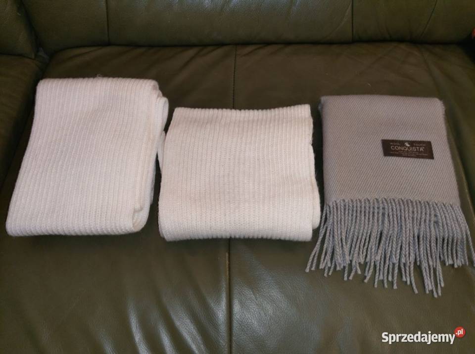 Szalik szaliki biały białe i szary zestaw Uniseks